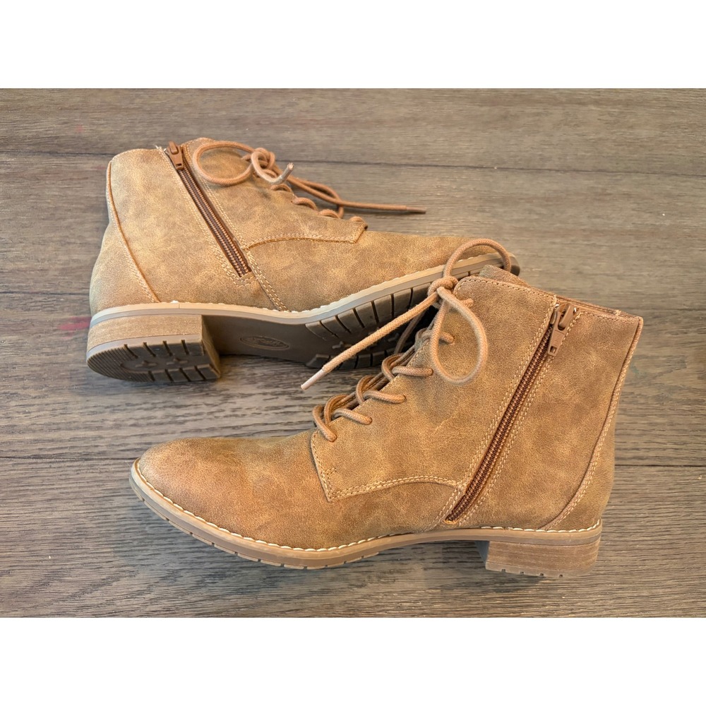 Eurosoft Winterbury Booties Women 7.5 Tan Lace Up Side Zip Faux Suede Ankle - Picture 6 of 8